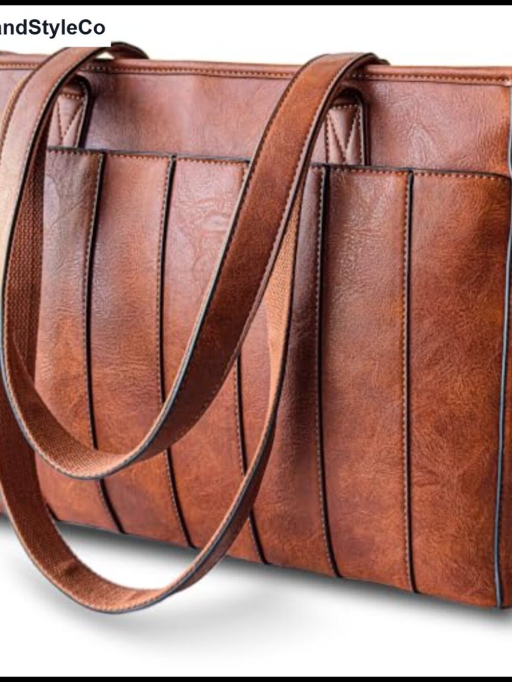 Vegan Leather Laptop Tote Bag Padded Compartment Trolley Sleeve Work